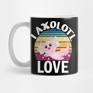 I Axolotl Love Questions of Valentines Day Cute Axolotl Retro Sunset Worn Mug